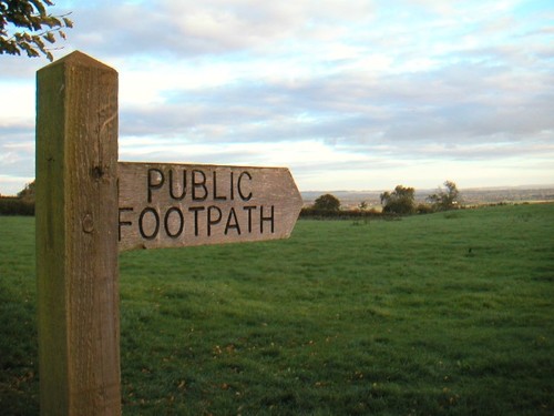 The signpost at the foot of Glastonbury Tor, England